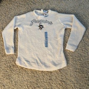 LIV CASUAL Sherpa Fleece Pullover Sweater Ladies Large NHL Penguins New MSRP $55